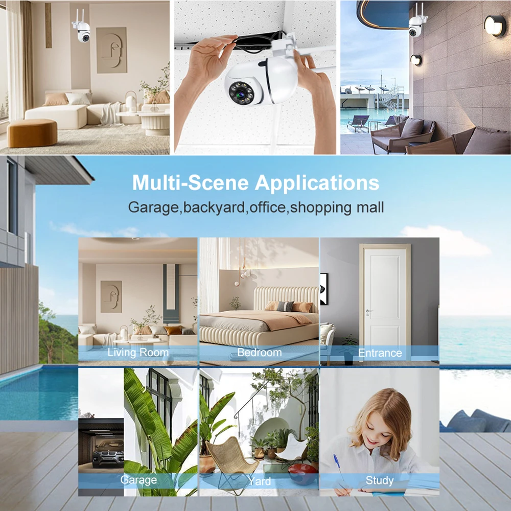 8MP Wireless Security Surveillance PTZ Camera Wifi IP Outdoor 4X Zoom Cameras AI Human Tracking Two-way Audio HD Night Color Cam - Image 2