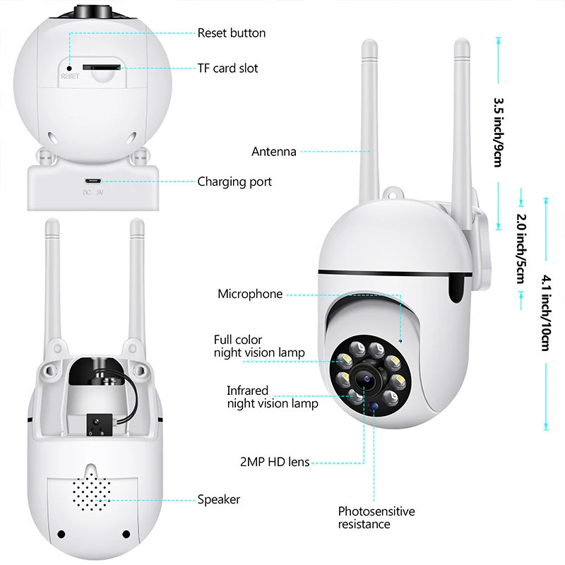 1MP WiFi Camera 2.4G Security Surveillance PTZ IR Night Vision Motion Detection Home Security Camera with 2 Antennas for Child - Image 9