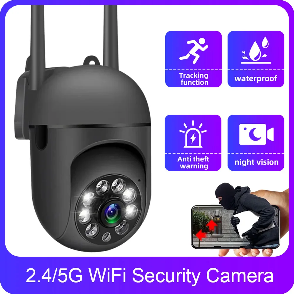 2.4/5G WiFi IP Camera Wireless Security Surveillance Camera Two way audio PTZ Move To Follow Security Protection Cameras Home