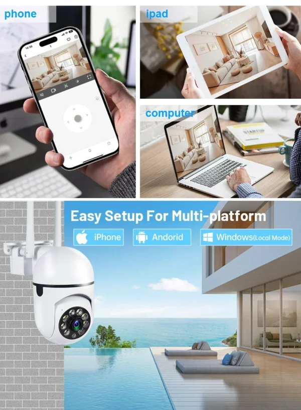 5G Wifi Video Surveillance Camera 5MP CCTV PTZ IP Camera Smart Human Tracking 4X Zoom Night Vision Full Color Outdoor Waterproof - Image 14
