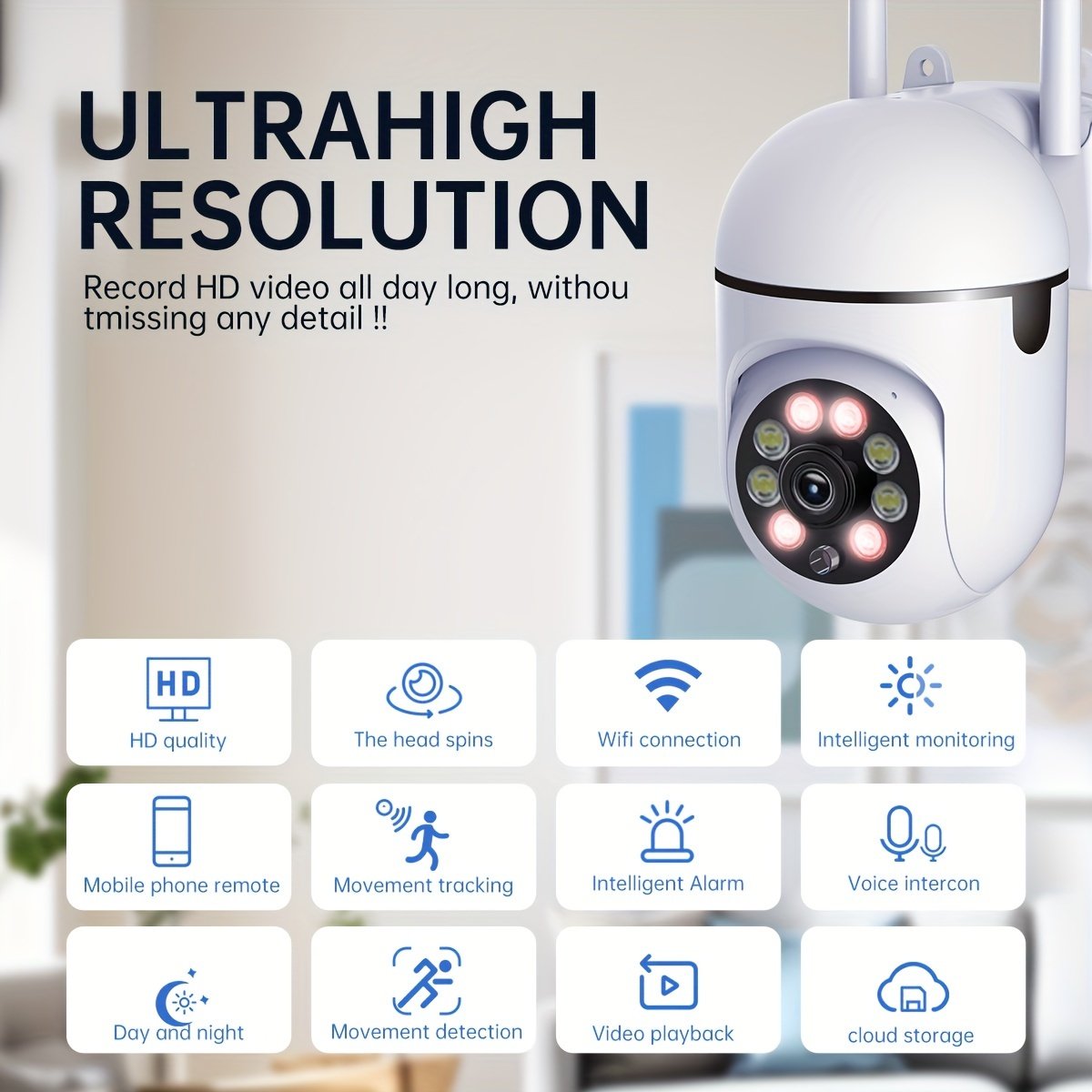 JOOAN 200W Ultra HD Dual-Camera PTZ Outdoor Security Camera - Wireless IP, 1080P FHD with 2.4G WiFi, Dual-Screen Display, Auto-Tracking, Night Vision, Two-Way Audio, Motion Detection, 360° Full View, for Home & Street Safety - Image 3