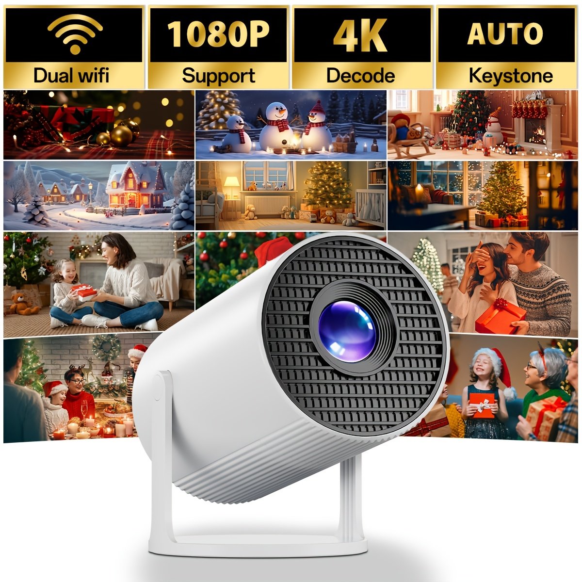 This High-Definition Mini Projector Features Wifi Connectivity, Automatic Keystone Correction, And a Bright LED Display. It Is Compatible with Ios, Android, And Windows, And Works with TV Sticks, Smartphones, PS4, And USB Devices. It Includes a Remote Con - Image 3