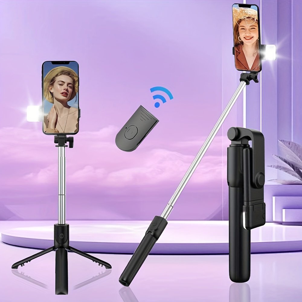 Wireless Selfie Stick Tripod with Integrated Light and Remote Control, 360 Degree Rotating, ABS Material, Rechargeable Lithium Polymer Battery, with USB Charging, for Video and Photography, ≤36V Portable Smartphone Stand - Image 4