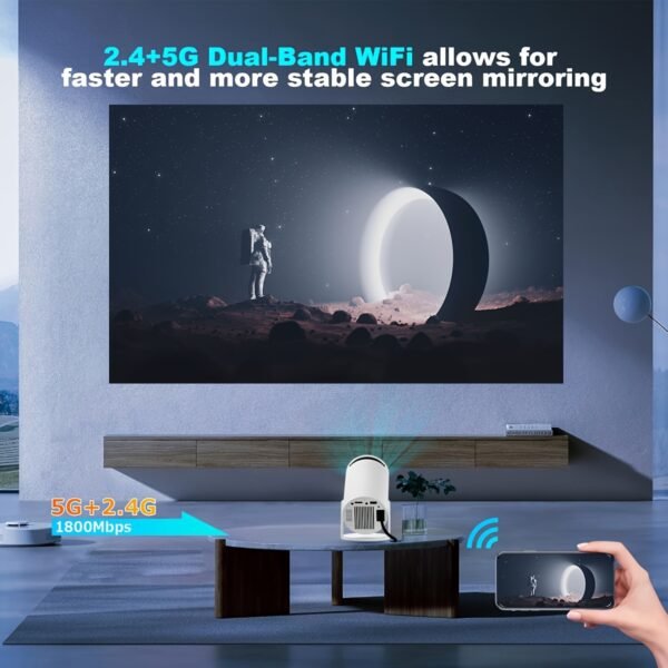 Portable Hd720P LCD Projector, Android 12, 16:9 Aspect Ratio, 100-199 Lumens, 3D-Ready, with USB Power, Remote Control, for Both Home Entertainment And Office Use, No Battery Required - Image 5