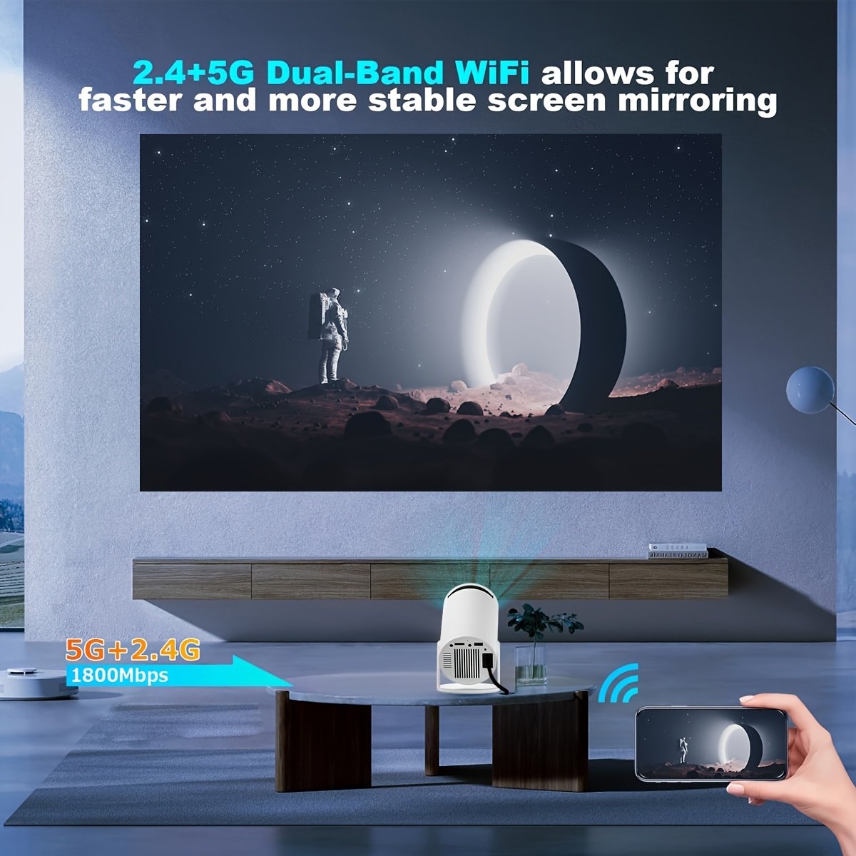 Portable Hd720P LCD Projector, Android 12, 16:9 Aspect Ratio, 100-199 Lumens, 3D-Ready, with USB Power, Remote Control, for Both Home Entertainment And Office Use, No Battery Required - Image 5