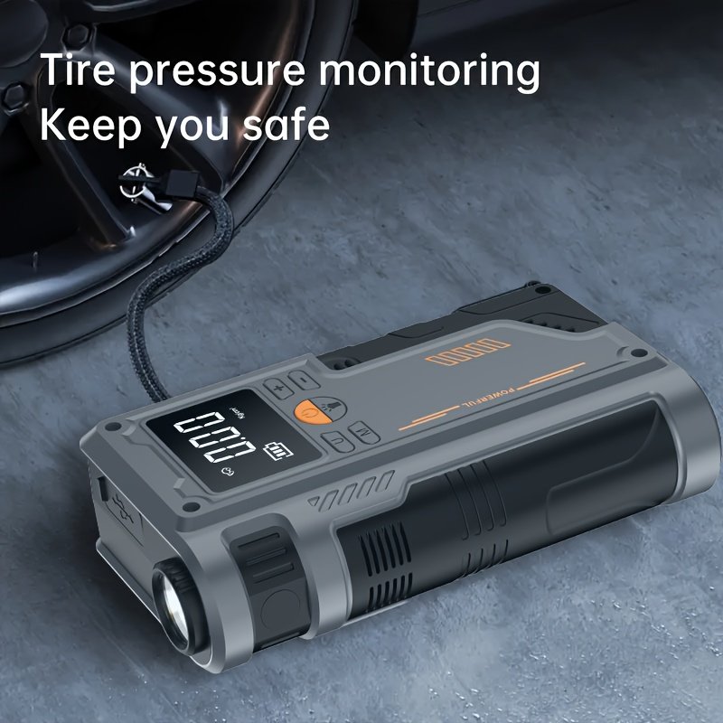 TENGQU Semi-Automatic Car Jump Starter with Portable Air Compressor, Multi-Function Tire Inflator, PVC Material, Non-Waterproof, USB Charging, Operating Voltage ≤36V, 2500A Peak for 12V Vehicles, 8L Gas/6.5L Diesel Engine - Christmas Festival Gift - Image 6