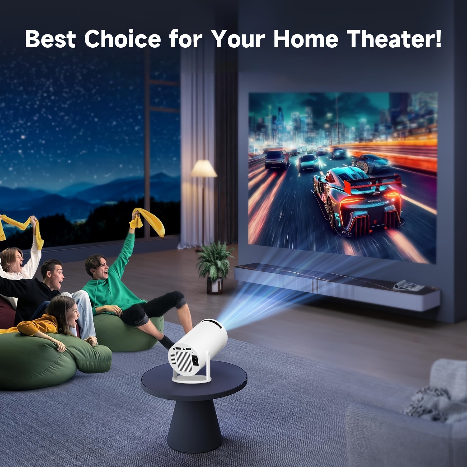 XYA Projector with WiFi6 & Wireless5.2, Portable Projector Supports 1080P video decoding Max 3.3 meter Display Zoom, 180 Rotatable Movie Video Home Theater Projector Compatible with USB/Phone/Laptop - Image 10
