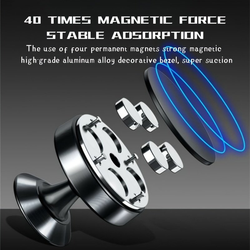 Universal Aluminum Alloy Car Phone Holder, 360 Degree Rotation, Strong Magnetic Mount, Durable Auto Dashboard Accessory - Image 21