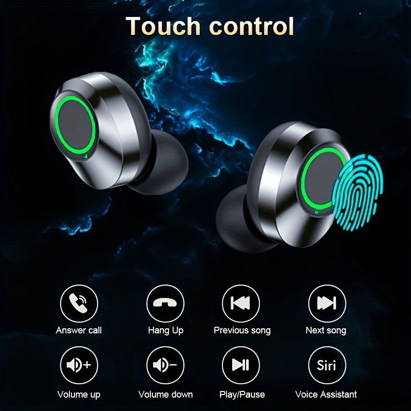 Wireless Earbuds with LED Battery Indicator, TWS In-Ear Headphones for Android & iOS - Noise-Canceling Voice Calls, Volume Control, USB Charging Case, Stereo Sound, Wireless Connectivity, Non, Ideal for Gaming - Image 2
