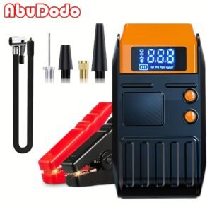 ABUDODO 8000mAh Power Bank with LED Light, Portable Air Compressor & Jump Starter, Rechargeable Lithium Battery, Compact & Powerful, Battery-Powered Tool Kit