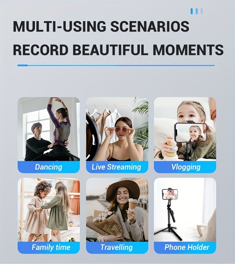 172.72cm Selfie Stick Tripod with Wireless Wireless with Remote Shutter for Android IOS Cell Mobile Phone Gimbal Stabilizer, Travel Tripod Phone holder Compatible with iPhone/Android/GoPro - Image 10