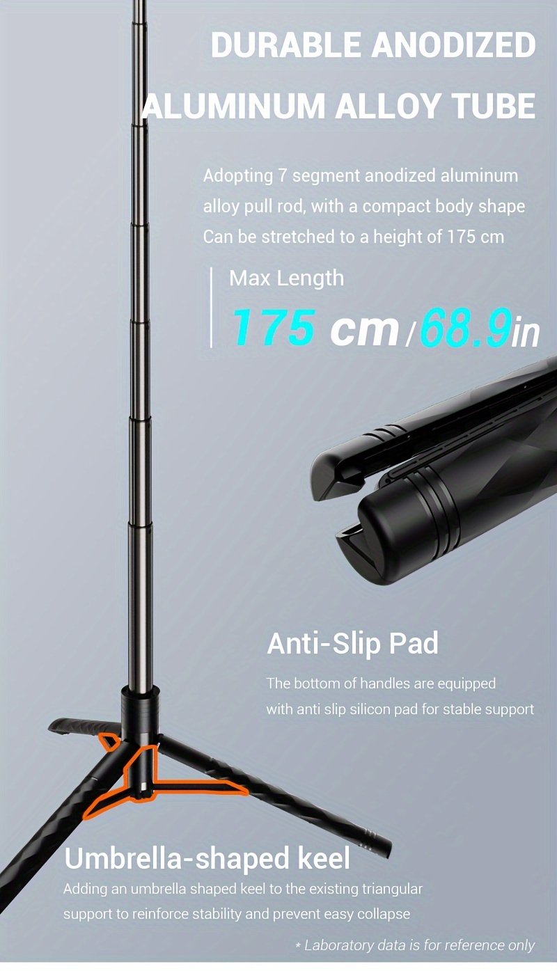 172.72cm Selfie Stick Tripod with Wireless Wireless with Remote Shutter for Android IOS Cell Mobile Phone Gimbal Stabilizer, Travel Tripod Phone holder Compatible with iPhone/Android/GoPro - Image 12