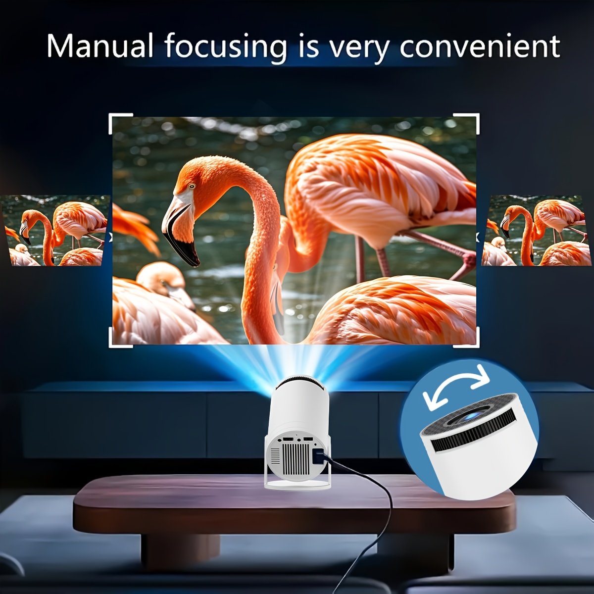 Android 12 Portable Projector 130ANSI Support 1080P/4K Decoding HD Video Projector, Wireless 5.2 Support 16:9 Aspect Ratio, 180° Rotation Mini Projector, EU Plug - Image 6