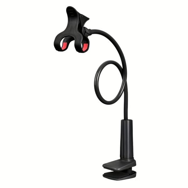Adjustable Gooseneck Phone Holder Stand, Pedestal-Mounted Plastic Bracket, Flexible Arm Mobile Clip, Hands-Free Smartphone Mount for Bed Desk Office Use - Uncharged Operation - Image 3