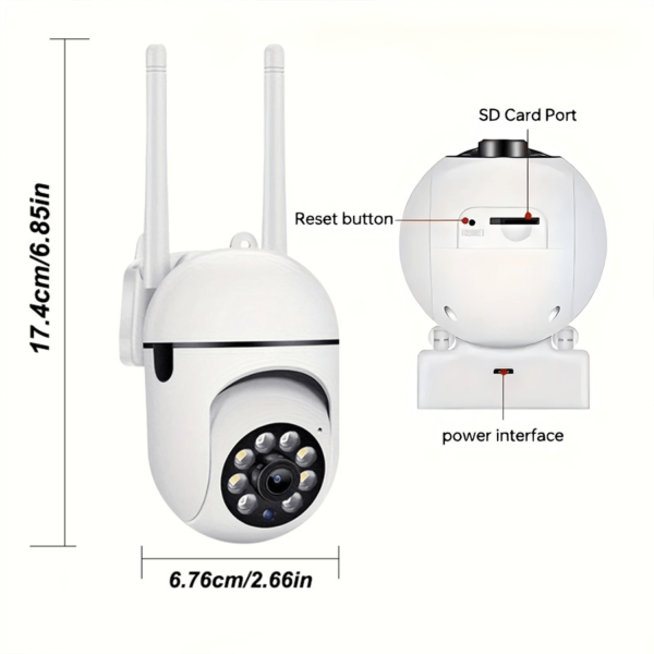 OIMLYO 1080P HD WiFi Security Camera with Full-Color Night Vision, Two-Way Audio, Motion Tracking - Indoor/Outdoor Wireless Cam with Pan/Tilt/Zoom, Remote Viewing via Smartphone, No Battery Needed, Wireless Outdoor Security Camera - Image 2
