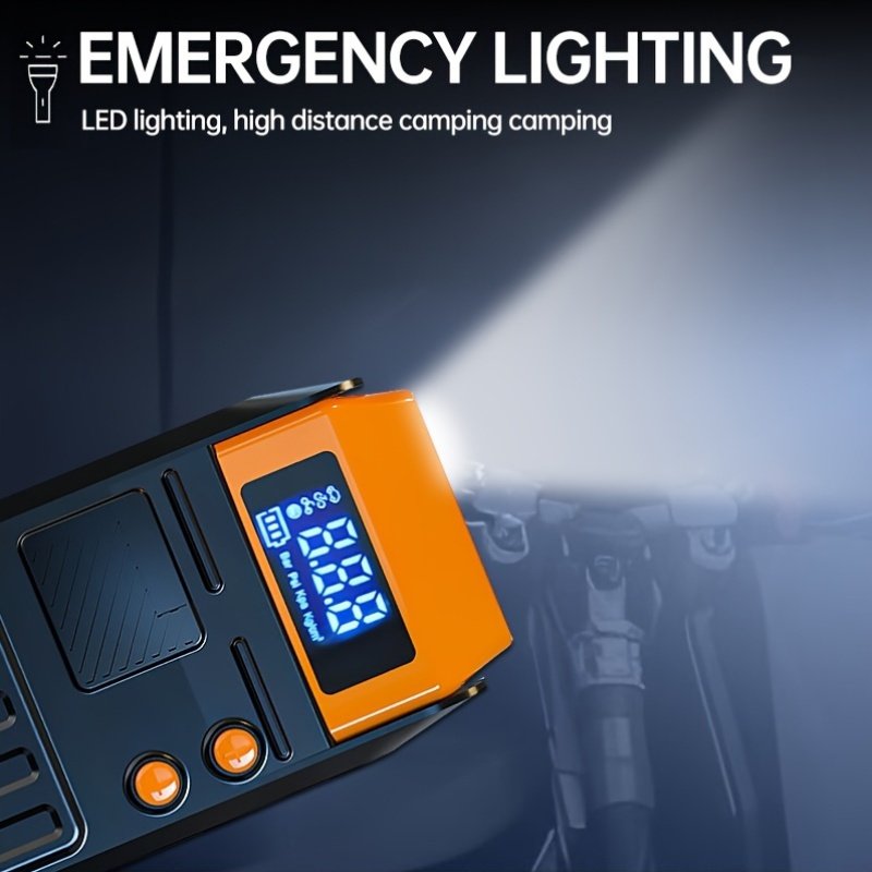 1pc 12V Portable Car Jump Starter with Air Pump, 5-in-1 Lithium Battery Booster, 150 PSI Tire Inflator, USB Powered Rechargeable Battery Pack, Emergency Vehicle Power Supply - Image 8