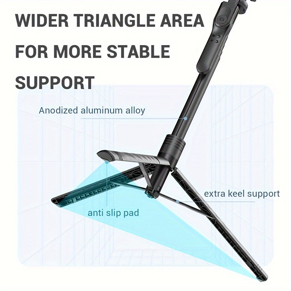 172.72cm Selfie Stick Tripod with Wireless Wireless with Remote Shutter for Android IOS Cell Mobile Phone Gimbal Stabilizer, Travel Tripod Phone holder Compatible with iPhone/Android/GoPro - Image 6