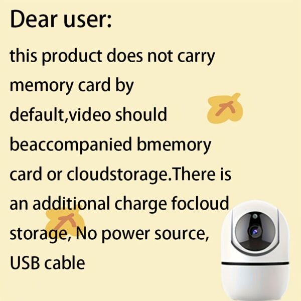 1pc 1080p WiFi Security Camera, 2MP 1920x1080 High Definition, Indoor/Outdoor with Color Night Vision, 2-Way Audio, Motion Tracking, USB Powered, Compatible with Tablet, No Battery, ABS Material - Image 4
