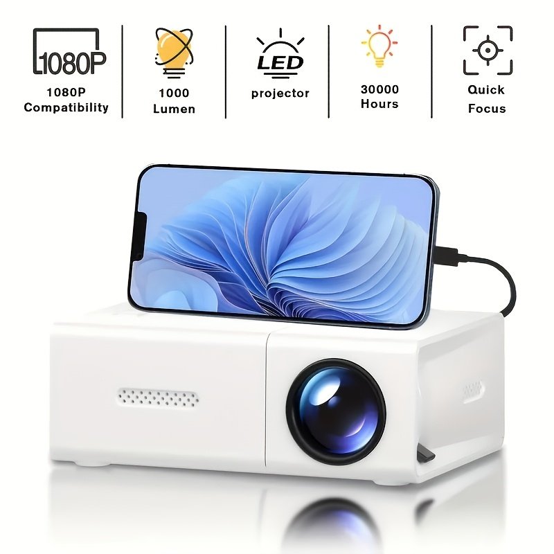 YLEEGS 3000+ Lumens Mini Projector, 1080P HD Portable Projector with Remote Control, Compatible with Multiple Devices for Home & Office Use - Perfect Christmas Gift - Image 3