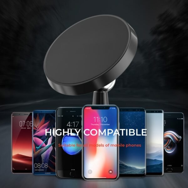 Universal Aluminum Alloy Car Phone Holder, 360 Degree Rotation, Strong Magnetic Mount, Durable Auto Dashboard Accessory - Image 2