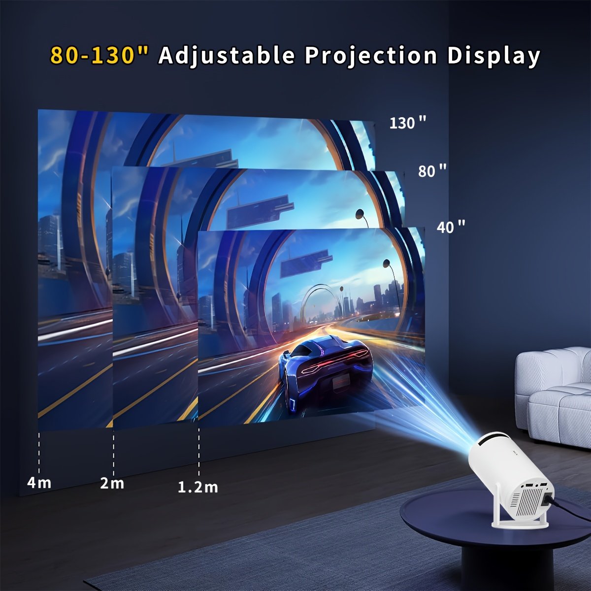 XYA 1080P Portable Projector, 4K Support, 5G WiFi BT5.2, Built-in Android 11.0, 18000Lumen, 3.3meter Display, Home Theater, Table Mount, Remote Control, 16:9 Aspect Ratio, LCD, USB/AV Connectivity, European Standard Plug, 220-240V, for Smartphone/Tablet/L - Image 3