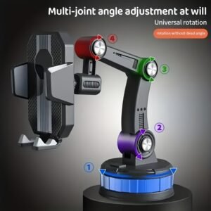 360° Rotatable Car Phone Holder – Adjustable Arm, Vibration-Proof Grip, Heavy-Duty Truck Mount, Washable Sticky Base, ABS Material, Waterproof Multi-Joint Angle Adjustment
