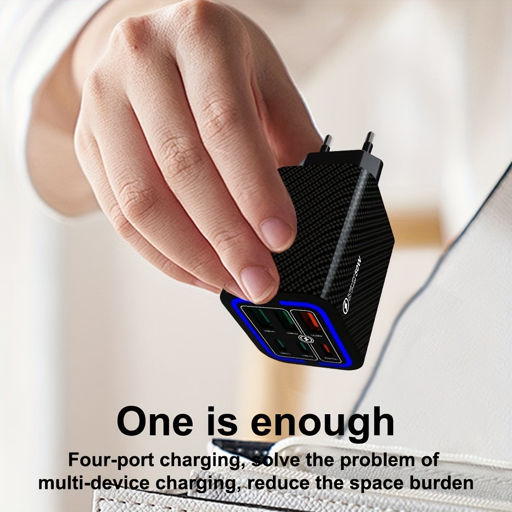 50W 3PD + 3USB 6 ports Mobile Phone Fast Charging Adapter, EU Plug USB Type C QC Qiuck Charge Adapter, Portable Convenient Travel Charger Wall Charger - Image 10