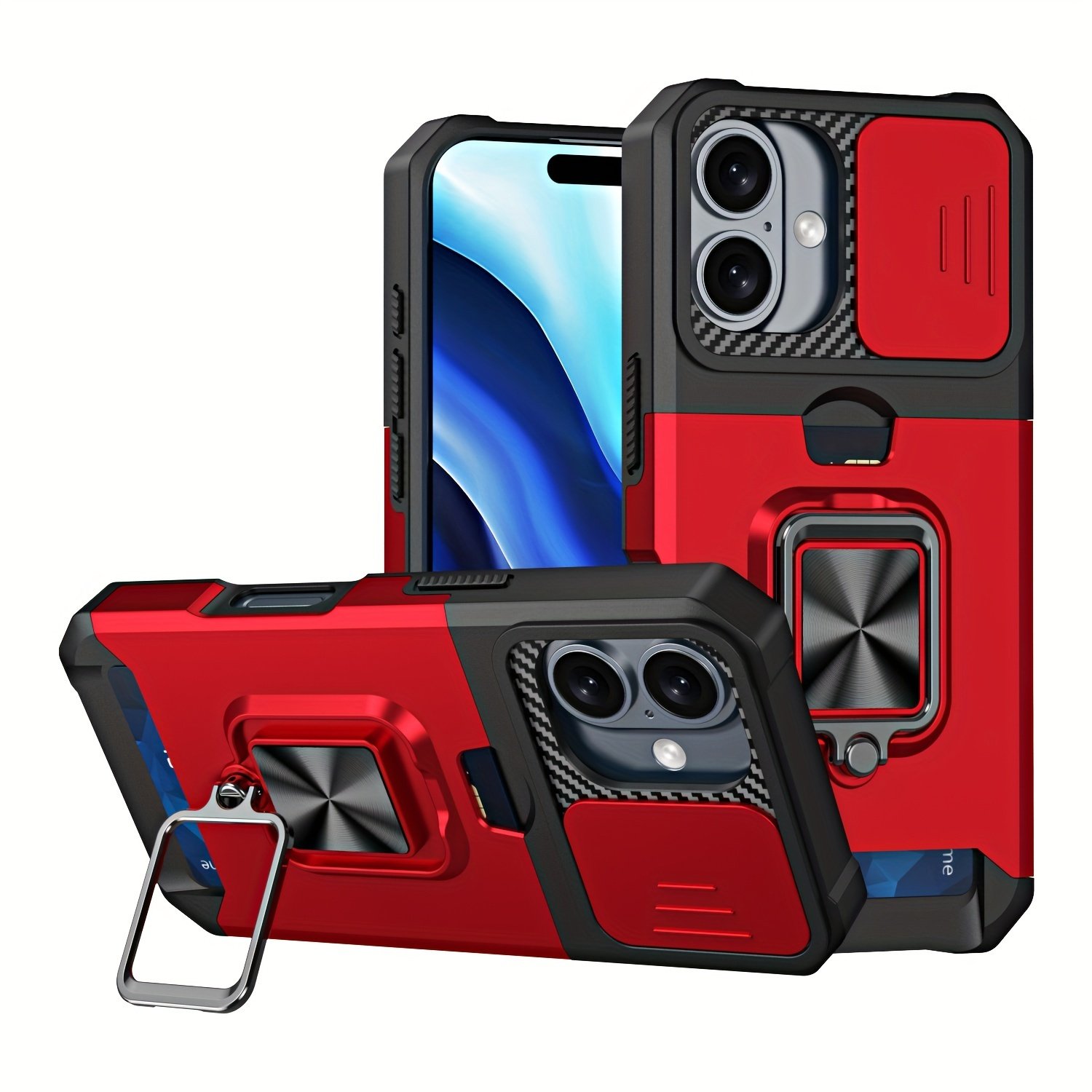 Durable and Sturdy Heavy-duty Phone Case, Suitable for iPhone 16 15 14 13 12 11 Pro XS Max Mini Designed Shock Resistant Hard Phone Case, with Metal Bracket and Card Slot, Suitable for Outdoor Work and Exploration - Image 15