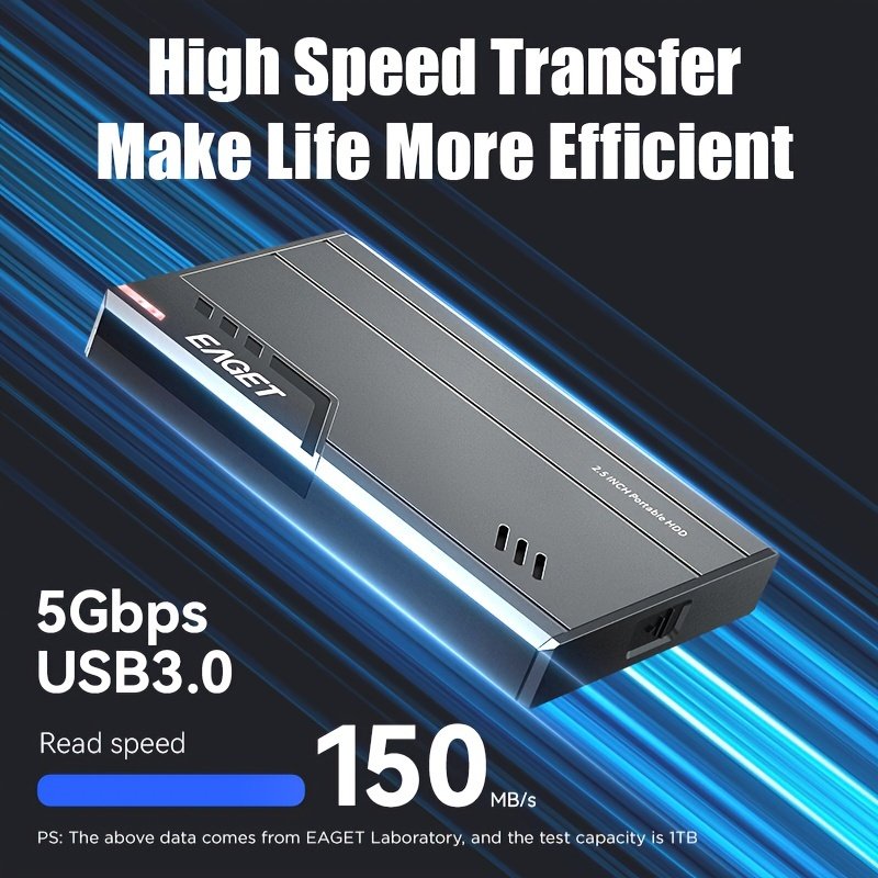 EAGET 6.35cm Portable HDD External Hard Drive, 500GB/1TB, USB 3.0, High-Speed 5Gbps, Metal Texture, Plug and Play for PC, Mac, PS4, Xbox - No Battery Required - Image 9