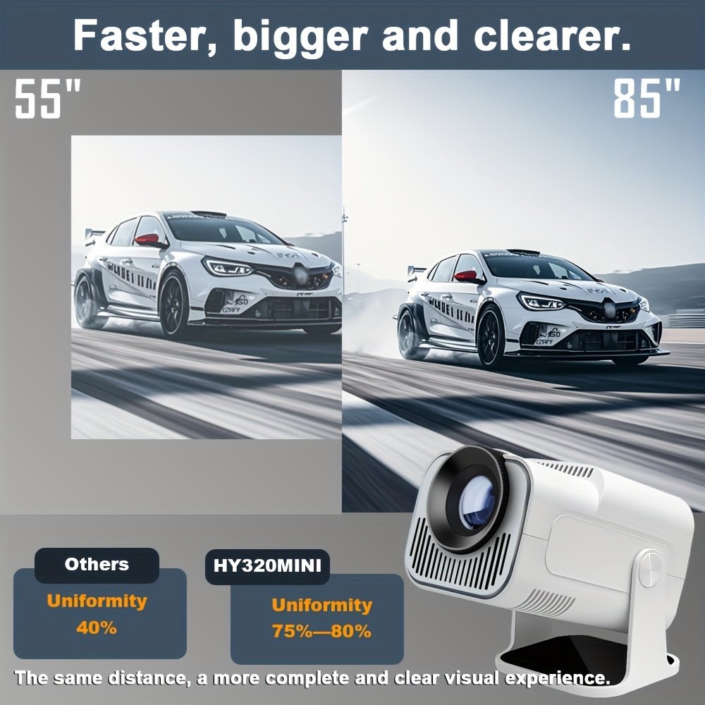 W WUDUNG HY320 MINI Smart Projector - 4K & 1080P HD, 320 Lumens Brightness, 180° Adjustable Stand, Auto Keystone Correction, Surround Sound, WiFi 6/5.2, Wireless, Portable for Outdoor Movies & More - Image 14