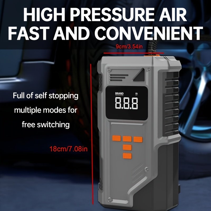 1pc 5-in-1 Car Jump Starter with Air Pump, 150PSI Portable Battery Booster with Digital Tire Inflator, USB Rechargeable Lithium Battery, 8000mAh, for Gasoline Diesel Battery Charging, Multi-Functional All-in-One Machine - Image 3