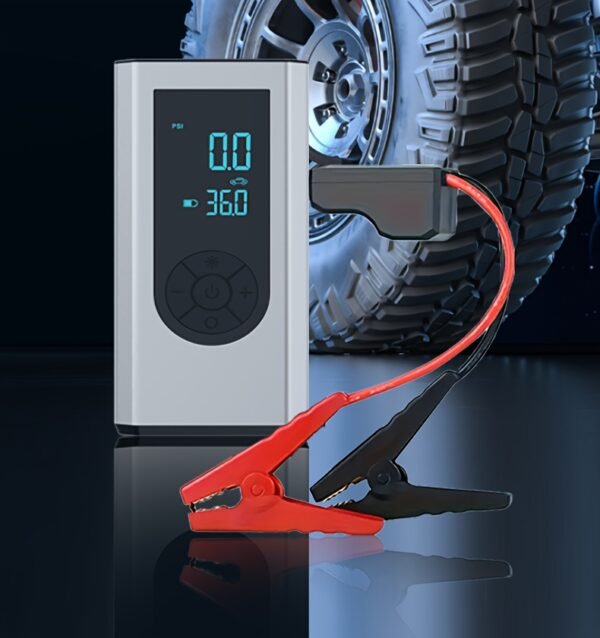 Portable Wireless Car Battery Emergency Starter Inflator Pump, Auto Tire Inflator Pump, Portable Car Emergency Start Battery Power, Tire Inflator Pump, Air Compressor, LED Display, Large Capacity Storage With Emergency Flashlight - Image 11