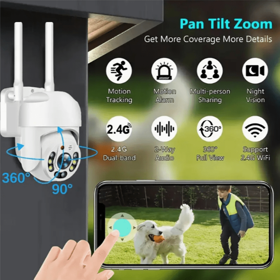 Teruhal Outdoor WiFi Security Camera - Waterproof, Auto-Tracking with 360° Panoramic View, Full Color Day & Night, Human Motion Detection, Two-Way Audio, USB Powered - Image 5