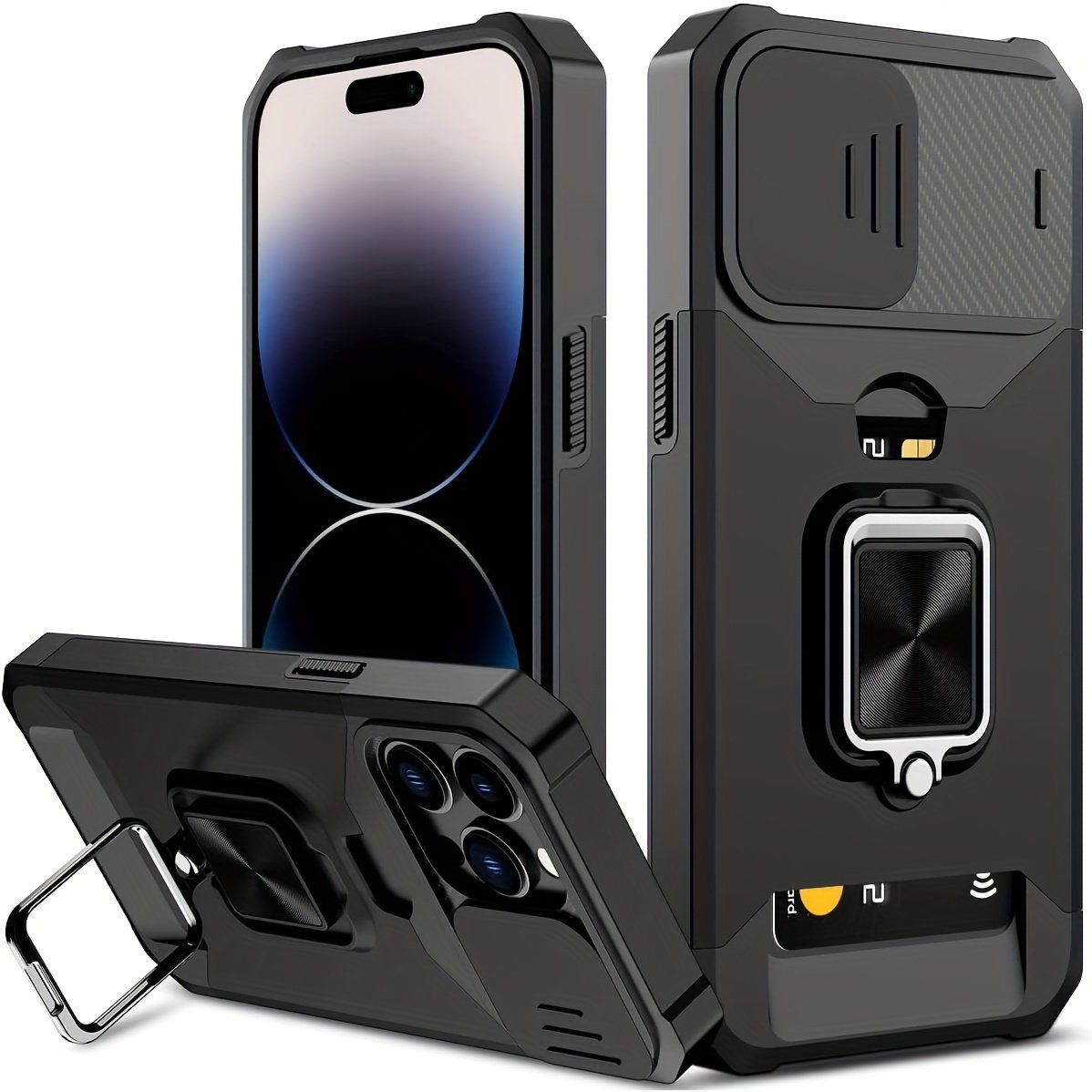 Durable and Sturdy Heavy-duty Phone Case, Suitable for iPhone 16 15 14 13 12 11 Pro XS Max Mini Designed Shock Resistant Hard Phone Case, with Metal Bracket and Card Slot, Suitable for Outdoor Work and Exploration - Image 5