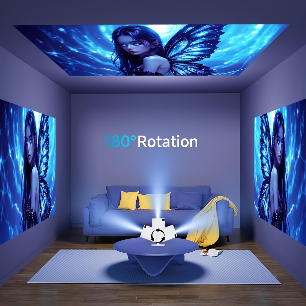 XYA S100 Mini Smart Projector - 4K, Auto-Correction, 180° Rotation, WiFi6 & Wireless5.2, Portable for Home & Office Use, Compatible with Smartphones/Laptops/HDTVs - Image 7