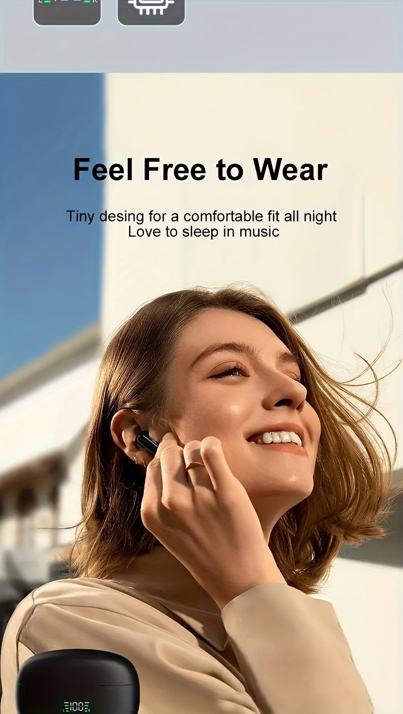 Wireless Headphones, ENC Noise Reduction V5.3 Headphones, 13mm Speaker, 30 Hours Playback Time, Built-in Noise Reduction Microphone, Type-C Fast Charging Box, Stereo for iPhone and for Android, with Digital Display - Image 16