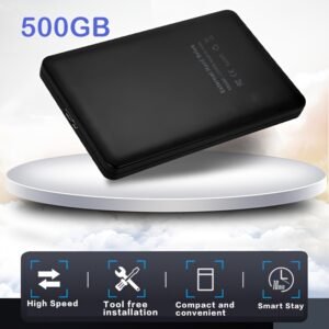 High-Speed 500GB USB 3.0 Portable Hard Drive - Plug & Play, No Driver Needed, Compact Design for PCs
