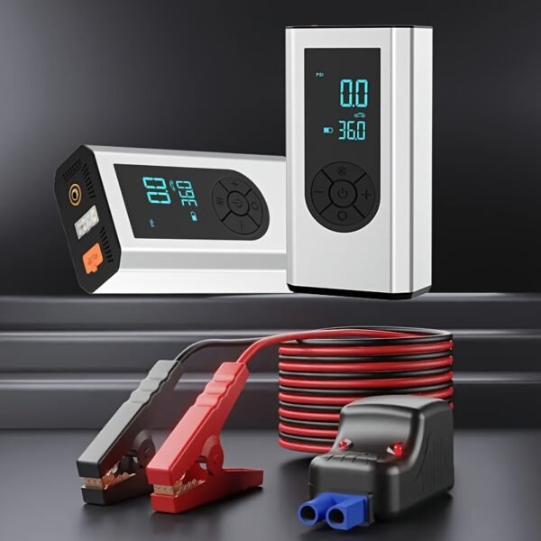 Portable Wireless Car Battery Emergency Starter Inflator Pump, Auto Tire Inflator Pump, Portable Car Emergency Start Battery Power, Tire Inflator Pump, Air Compressor, LED Display, Large Capacity Storage With Emergency Flashlight - Image 9
