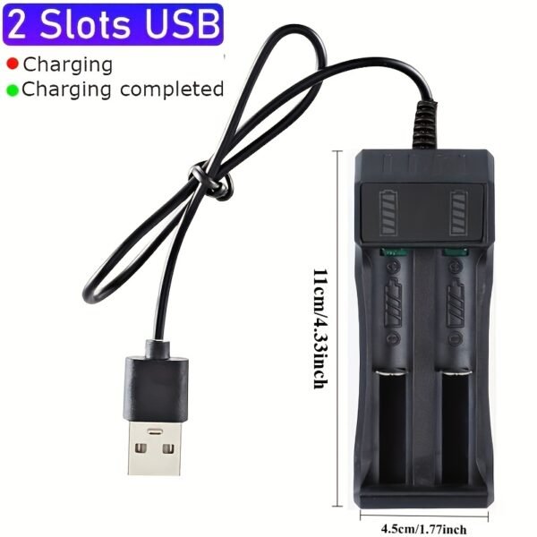 Portable USB Battery Charger with LED Indicator, Single and Dual Slot Charging, ≤36V Operating Voltage - USB Powered (Battery Not Included), Power Supply - Image 8