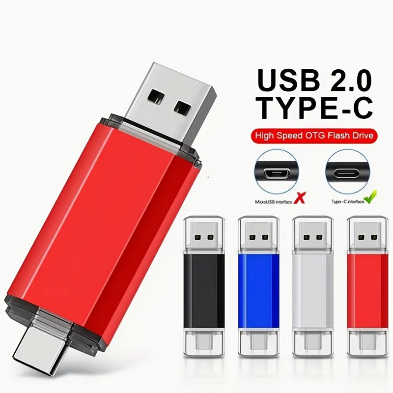 USB C Flash Drive 100GB/16GB/512MB Dual C-Type Thumb Drive C-Type 2-in-1 USB 2.0 Dual Interface Flash Drive High Speed OTG Thumb Drive Metal Memory Stick Photo Stick For Android Smartphones And Tablets - Image 6