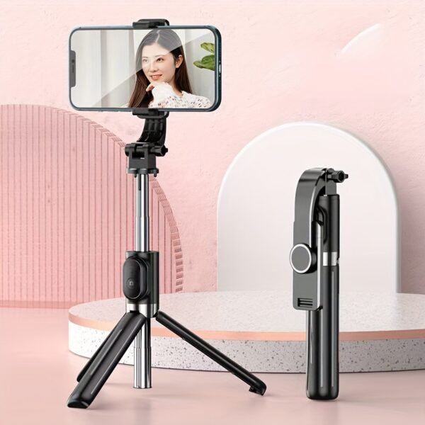 1pc Stainless Steel Adjustable Selfie Stick, Wireless Tripod Stand with Phone Holder, Extendable Telescopic Smartphone Mount for Live Streaming, Portable and Durable - Image 4