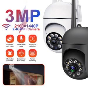 3MP HD WiFi Security Camera with Motion Detection, Two-Way Audio, Color Night Vision & PTZ - Wireless Home Surveillance System Compatible with Smartphones, Video Monitoring Camera