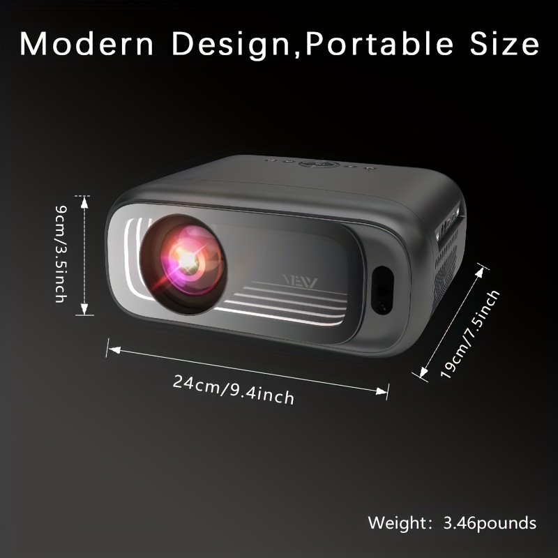 Electric Focus Native 1080P Full HD Projector, Equipped with 5G Wireless Wifi, 15,000 Lumens Brightness, 220-Inch Large Screen, Built-In Speaker, Portable Movie Projector, Suitable for Home Theater in Living Room Or Bedroom, Stylish Mirror Design, Support - Image 2