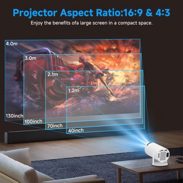 SCUARI Mini Smart HD Projector - for Android 12, Dual-Band 5G WiFi & Wireless 5.2, Auto Keystone Correction, 180° Rotatable, Portable Home Cinema Experience for Smartphone/HDTV/Laptop, European Plug, SCUARI - Image 14