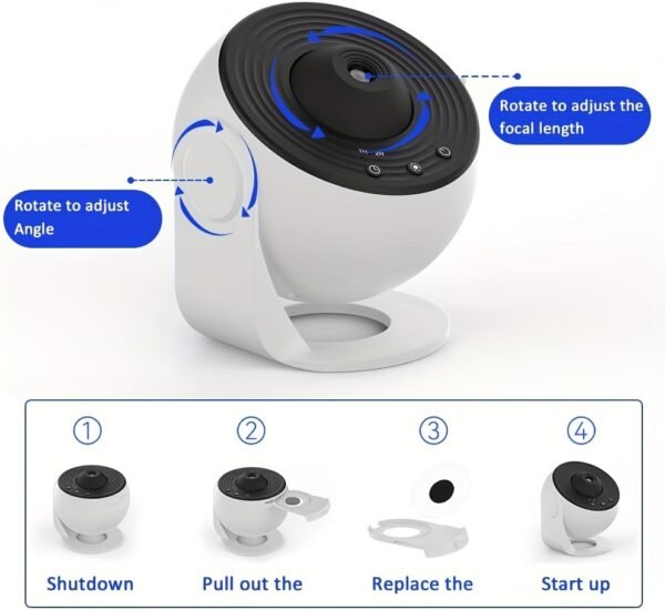 1 for Galaxy Projector with 360° Rotation, Star-Shaped Projector, Nebula Ceiling Light, Perfect for Valentine's Day Gift, with 12 HD Movies for a Starry Bedroom Atmosphere - Image 15