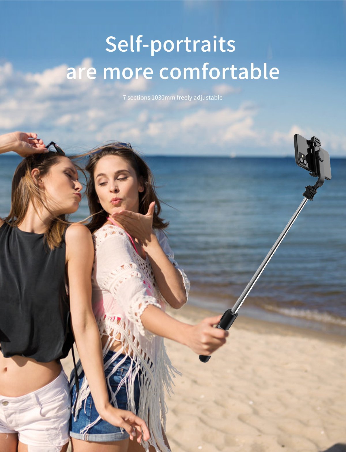 40" Cell Phone Selfie Stick Tripod, Extendable Selfie Stick All-in-1 Smartphone Tripod Stand With Wireless Remote 360°Rotation For IPhone 14/13/12/12 Pro/11/11 Pro/XS/XR/X/8/7 Plus, For Samsung, Google, LG, Sony Smartphones - Image 18