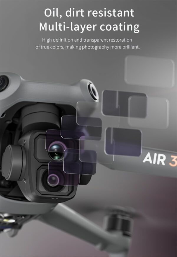 STARTRC 6pcs ND Filter Set for DJI Air 3 - UV, CPL, ND8, ND16, ND32, ND64 - Adjustable Metal Filters with Rectangular Shape - Image 11