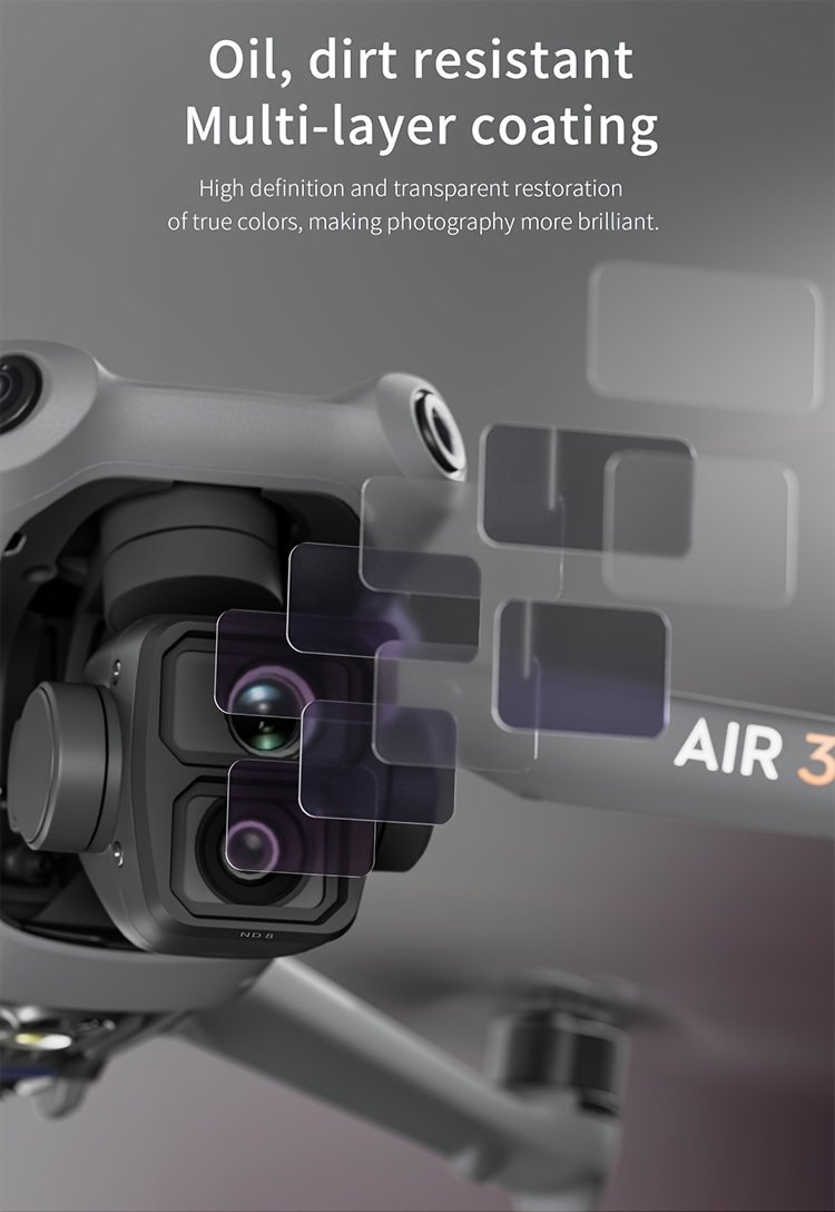 STARTRC 6pcs ND Filter Set for DJI Air 3 - UV, CPL, ND8, ND16, ND32, ND64 - Adjustable Metal Filters with Rectangular Shape - Image 11