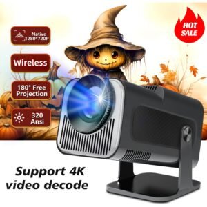 HY320mini Projector Android11 Wifi6 320ANSI Native 1280*720P Support 4K 1080P Home Cinema Wireless Outdoor Portable Projector 180° Free Projection HY320 Mini Smart Family Theater