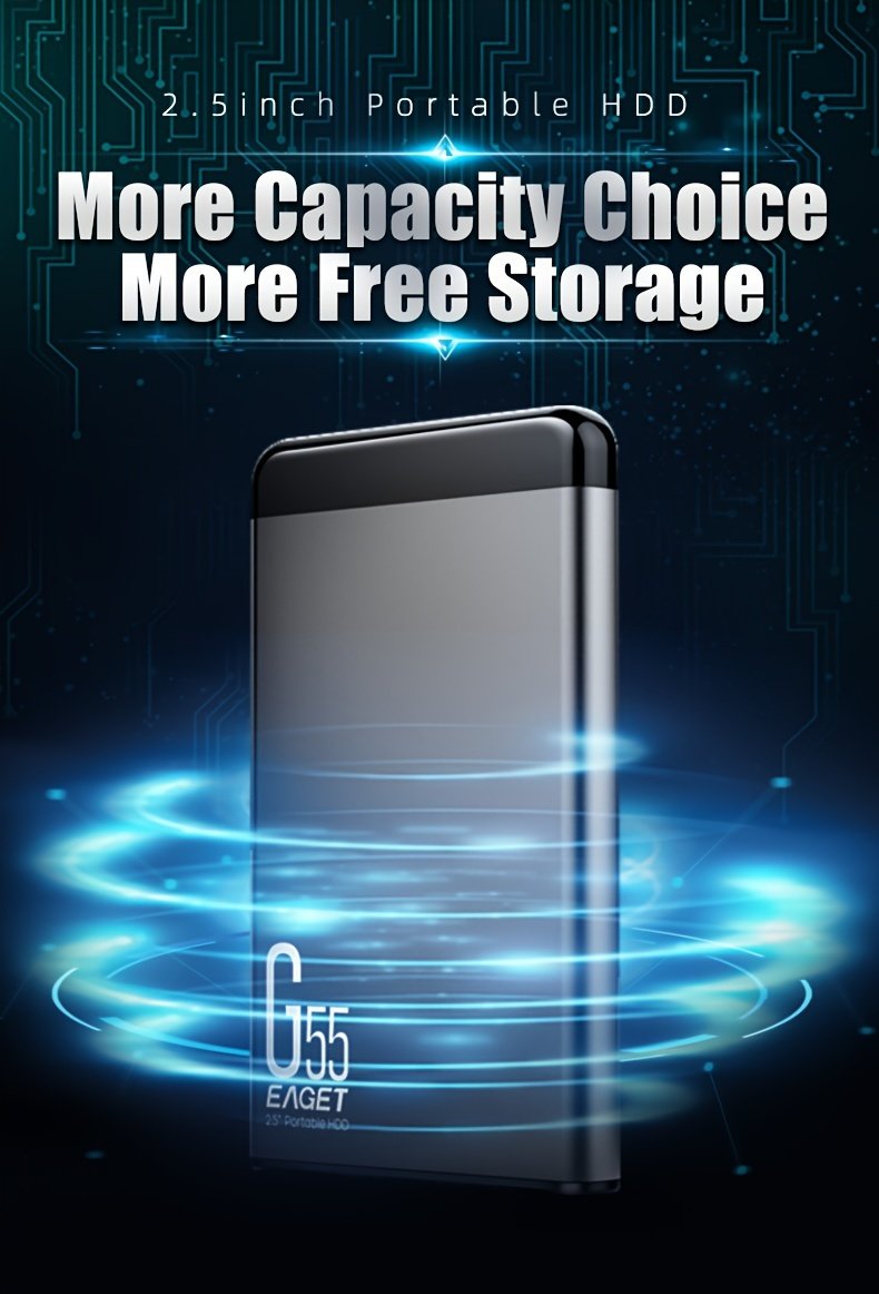 Eaget 6.35cm Portable HD External Hard Drive - Sleek Metal Enclosure, USB 3.0, Plug & Play, Available in 500GB/1TB - Ideal for PCs, for MacBook, PS4/5, Xbox, Smart TVs - Image 8